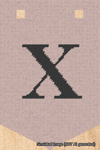 A simulated image of the stitched needlepoint design: Banner 18m Pointed X Black on Pink. Not A.I. generated.