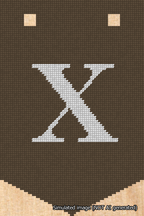 A simulated image of the stitched needlepoint design: Banner 18m Pointed X White on Brown. Not A.I. generated.
