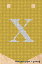 A simulated image of the stitched needlepoint design: Banner 18m Pointed X White on Yellow. Not A.I. generated.