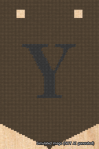 A simulated image of the stitched needlepoint design: Banner 18m Pointed Y Black on Brown. Not A.I. generated.