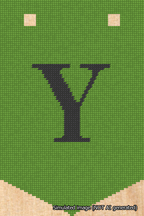 A simulated image of the stitched needlepoint design: Banner 18m Pointed Y Black on Light Green. Not A.I. generated.
