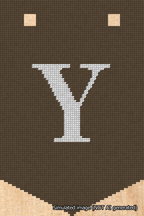 A simulated image of the stitched needlepoint design: Banner 18m Pointed Y White on Brown. Not A.I. generated.