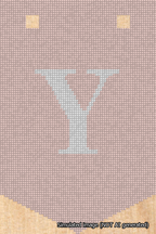 A simulated image of the stitched needlepoint design: Banner 18m Pointed Y White on Pink. Not A.I. generated.