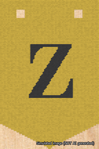 A simulated image of the stitched needlepoint design: Banner 18m Pointed Z Black on Yellow. Not A.I. generated.