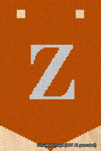 A simulated image of the stitched needlepoint design: Banner 18m Pointed Z White on Orange. Not A.I. generated.