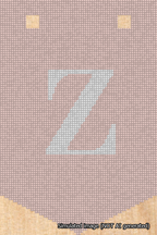 A simulated image of the stitched needlepoint design: Banner 18m Pointed Z White on Pink. Not A.I. generated.