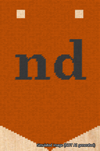 A simulated image of the stitched needlepoint design: Banner 18m Pointed nd Black on Orange. Not A.I. generated.