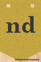 A simulated image of the stitched needlepoint design: Banner 18m Pointed nd Black on Yellow. Not A.I. generated.