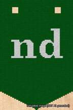 A simulated image of the stitched needlepoint design: Banner 18m Pointed nd White on Green. Not A.I. generated.