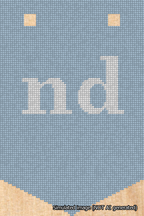 A simulated image of the stitched needlepoint design: Banner 18m Pointed nd White on Light Blue. Not A.I. generated.