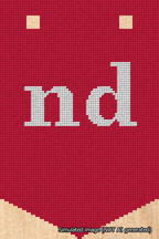 A simulated image of the stitched needlepoint design: Banner 18m Pointed nd White on Red. Not A.I. generated.