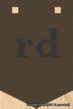 A simulated image of the stitched needlepoint design: Banner 18m Pointed rd Black on Brown. Not A.I. generated.