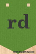 A simulated image of the stitched needlepoint design: Banner 18m Pointed rd Black on Light Green. Not A.I. generated.