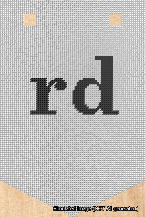 A simulated image of the stitched needlepoint design: Banner 18m Pointed rd Black on White. Not A.I. generated.