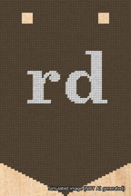 A simulated image of the stitched needlepoint design: Banner 18m Pointed rd White on Brown. Not A.I. generated.