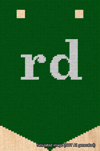A simulated image of the stitched needlepoint design: Banner 18m Pointed rd White on Green. Not A.I. generated.