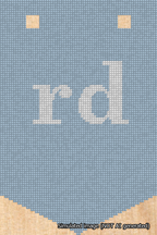A simulated image of the stitched needlepoint design: Banner 18m Pointed rd White on Light Blue. Not A.I. generated.