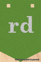 A simulated image of the stitched needlepoint design: Banner 18m Pointed rd White on Light Green. Not A.I. generated.