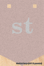 A simulated image of the stitched needlepoint design: Banner 18m Pointed st White on Pink. Not A.I. generated.