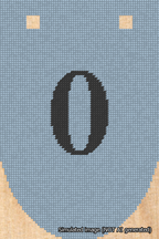 A simulated image of the stitched needlepoint design: Banner 18m Rounded 0 Black on Light Blue. Not A.I. generated.