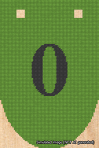 A simulated image of the stitched needlepoint design: Banner 18m Rounded 0 Black on Light Green. Not A.I. generated.