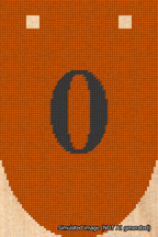 A simulated image of the stitched needlepoint design: Banner 18m Rounded 0 Black on Orange. Not A.I. generated.
