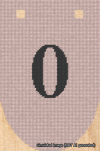 A simulated image of the stitched needlepoint design: Banner 18m Rounded 0 Black on Pink. Not A.I. generated.