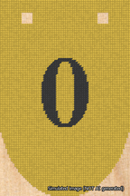 A simulated image of the stitched needlepoint design: Banner 18m Rounded 0 Black on Yellow. Not A.I. generated.