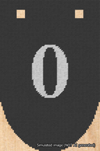 A simulated image of the stitched needlepoint design: Banner 18m Rounded 0 White on Black. Not A.I. generated.