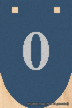 A simulated image of the stitched needlepoint design: Banner 18m Rounded 0 White on Blue. Not A.I. generated.