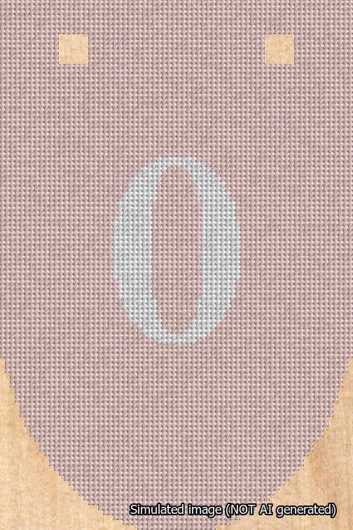 A simulated image of the stitched needlepoint design: Banner 18m Rounded 0 White on Pink. Not A.I. generated.