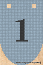 A simulated image of the stitched needlepoint design: Banner 18m Rounded 1 Black on Light Blue. Not A.I. generated.