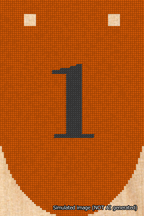 A simulated image of the stitched needlepoint design: Banner 18m Rounded 1 Black on Orange. Not A.I. generated.