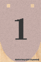 A simulated image of the stitched needlepoint design: Banner 18m Rounded 1 Black on Pink. Not A.I. generated.