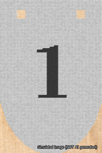 A simulated image of the stitched needlepoint design: Banner 18m Rounded 1 Black on White. Not A.I. generated.