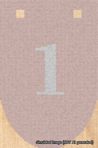 A simulated image of the stitched needlepoint design: Banner 18m Rounded 1 White on Pink. Not A.I. generated.