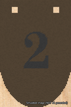 A simulated image of the stitched needlepoint design: Banner 18m Rounded 2 Black on Brown. Not A.I. generated.
