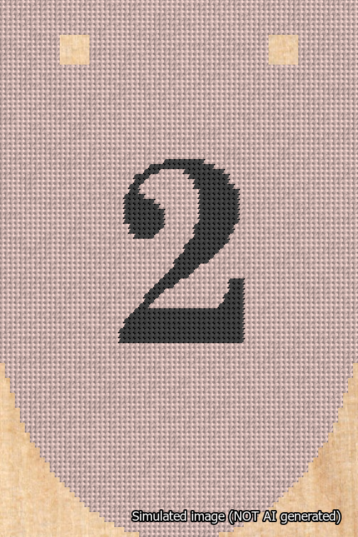 A simulated image of the stitched needlepoint design: Banner 18m Rounded 2 Black on Pink. Not A.I. generated.