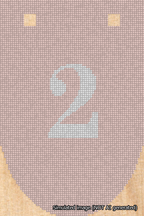 A simulated image of the stitched needlepoint design: Banner 18m Rounded 2 White on Pink. Not A.I. generated.