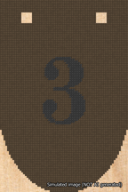 A simulated image of the stitched needlepoint design: Banner 18m Rounded 3 Black on Brown. Not A.I. generated.