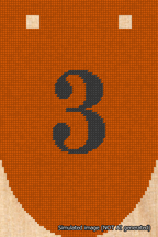 A simulated image of the stitched needlepoint design: Banner 18m Rounded 3 Black on Orange. Not A.I. generated.