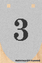 A simulated image of the stitched needlepoint design: Banner 18m Rounded 3 Black on White. Not A.I. generated.