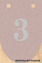 A simulated image of the stitched needlepoint design: Banner 18m Rounded 3 White on Pink. Not A.I. generated.