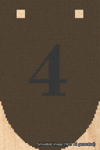 A simulated image of the stitched needlepoint design: Banner 18m Rounded 4 Black on Brown. Not A.I. generated.