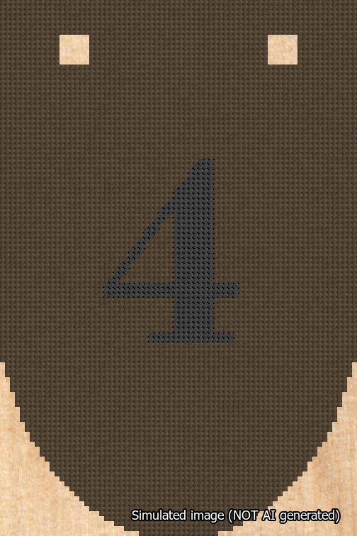 A simulated image of the stitched needlepoint design: Banner 18m Rounded 4 Black on Brown. Not A.I. generated.