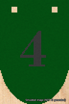A simulated image of the stitched needlepoint design: Banner 18m Rounded 4 Black on Green. Not A.I. generated.