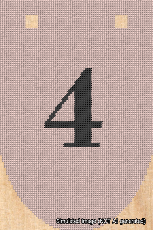 A simulated image of the stitched needlepoint design: Banner 18m Rounded 4 Black on Pink. Not A.I. generated.