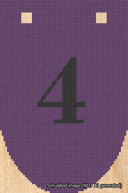 A simulated image of the stitched needlepoint design: Banner 18m Rounded 4 Black on Purple. Not A.I. generated.
