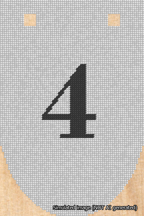A simulated image of the stitched needlepoint design: Banner 18m Rounded 4 Black on White. Not A.I. generated.