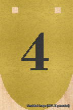 A simulated image of the stitched needlepoint design: Banner 18m Rounded 4 Black on Yellow. Not A.I. generated.